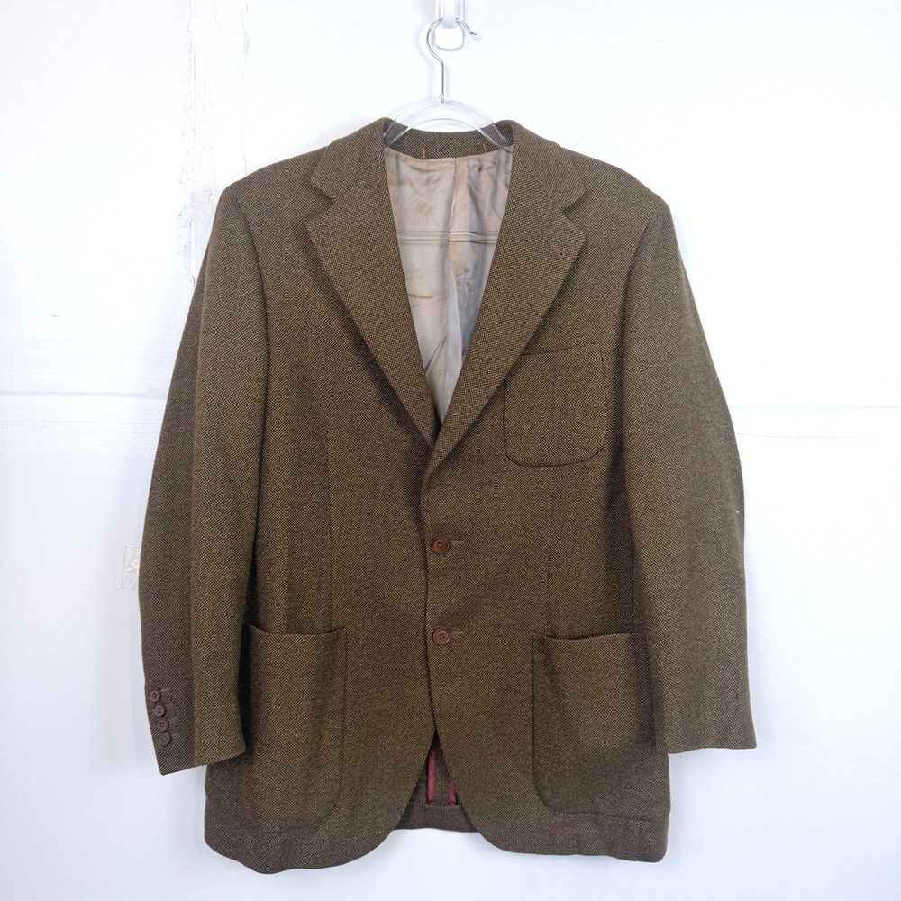Vintage Tombolini Wool Cashmere Sport Coat Blazer Brown 90s Classic US 40 R